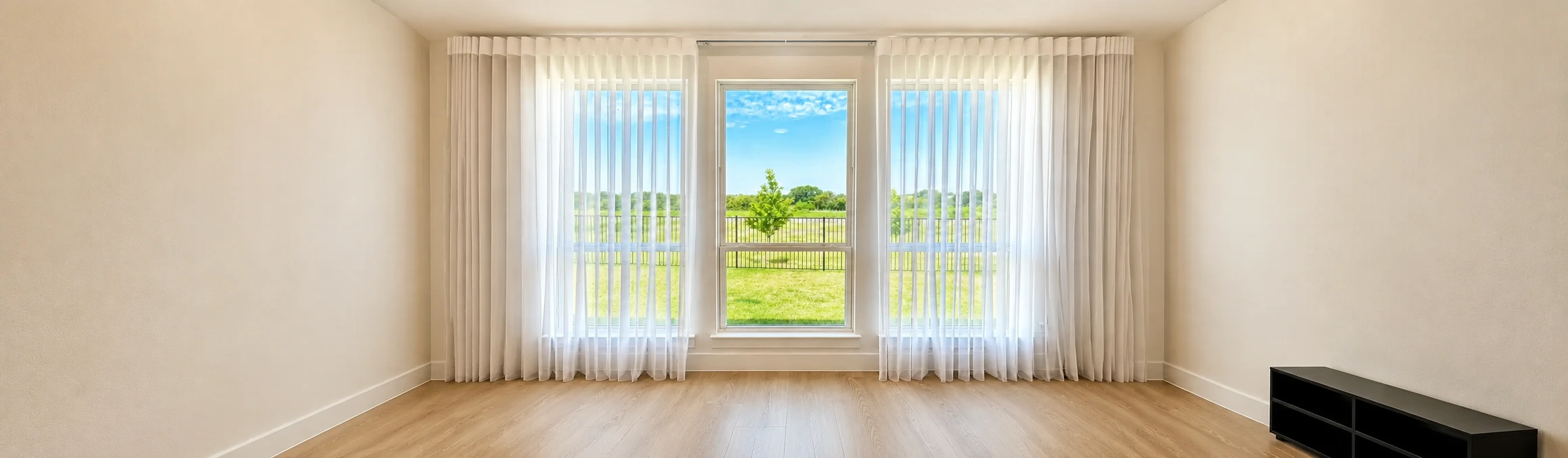 Motorized indoor shades in a modern living room